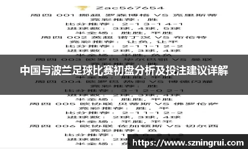 中国与波兰足球比赛初盘分析及投注建议详解