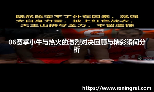 06赛季小牛与热火的激烈对决回顾与精彩瞬间分析