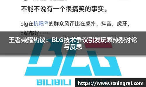 王者荣耀热议：BLG技术争议引发玩家热烈讨论与反思